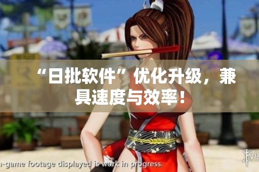 “日批软件”优化升级，兼具速度与效率！