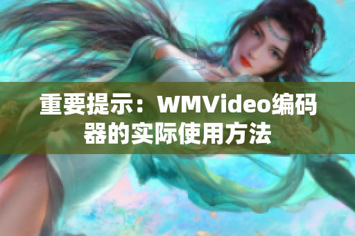 重要提示：WMVideo编码器的实际使用方法