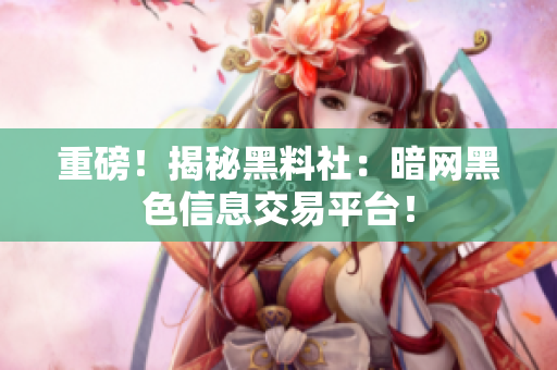 重磅！揭秘黑料社：暗网黑色信息交易平台！