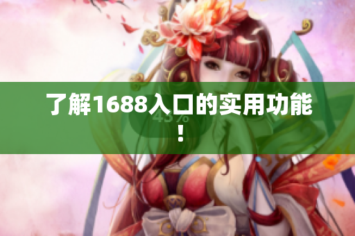 了解1688入口的实用功能！